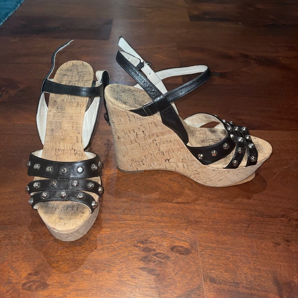 Michael Kors Black Leather Wedges